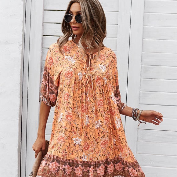 BOHO CHIC BABY DOLL FLORAL PRINT DRESS 💐 - Picture 5 of 7